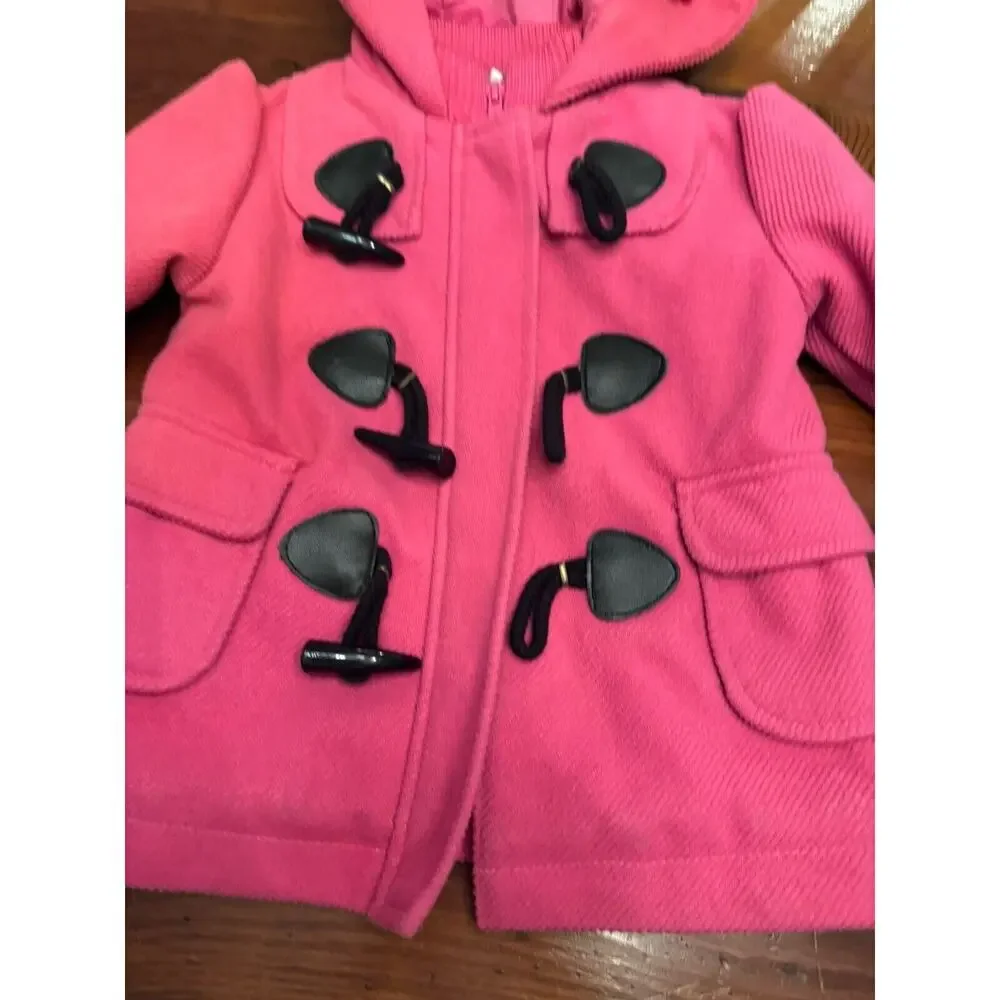 Hartstrings Baby Girls Woven Pea Coat Duffle Coat Toggle Closure Pink 12 Months